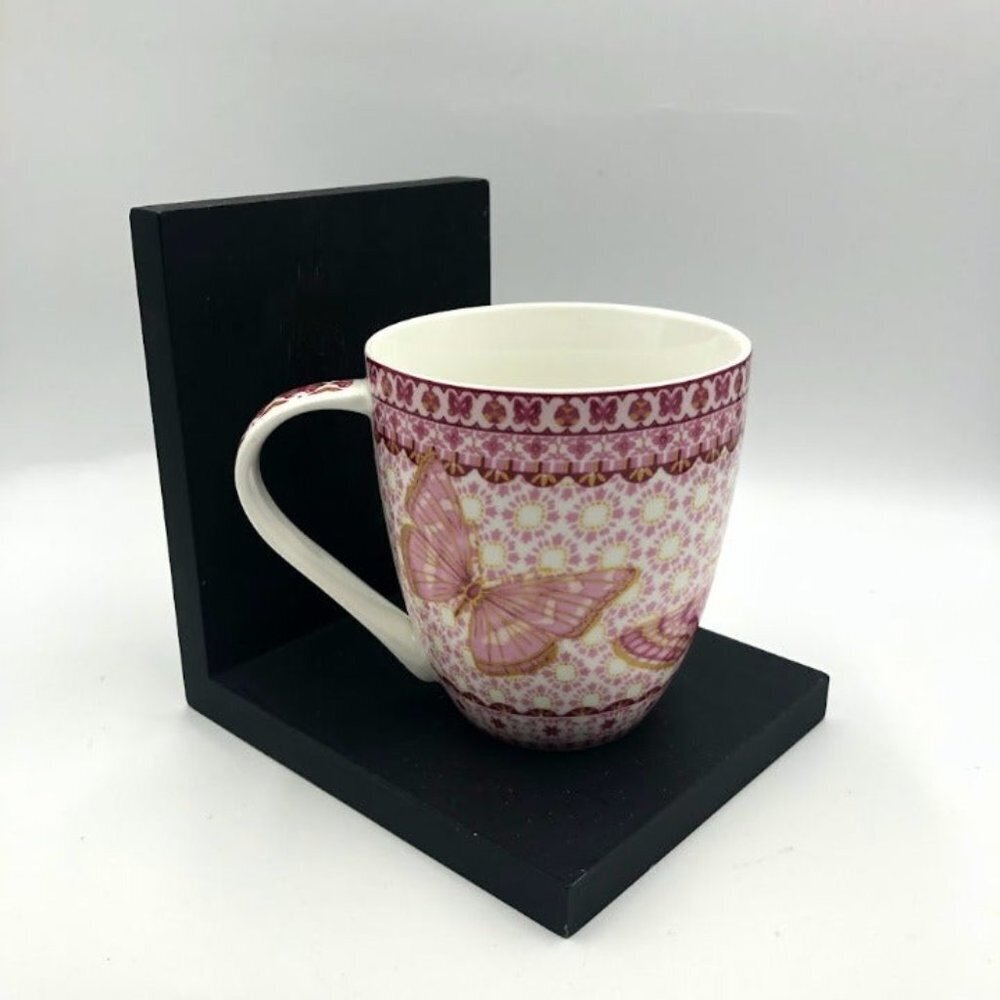 Vintage Queen's Butterfly Pink Gold White Coffee Tea Mug Fine China - Picture 3 of 13